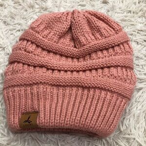 Lorome knit Beanie Fleece Lined Pink Winter Hat